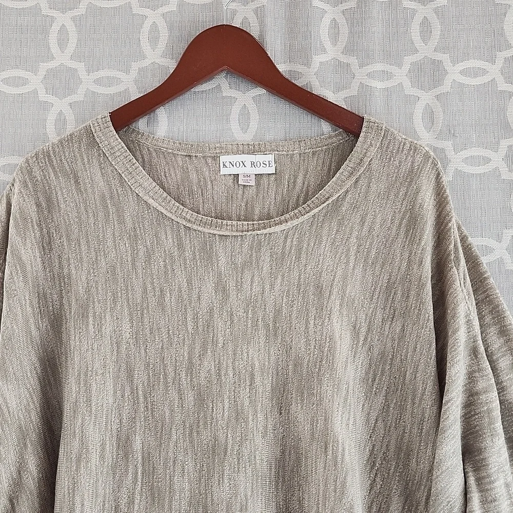 Knox Rose Crew Neck Brown Poncho Sweater Women's S/M